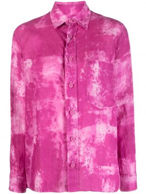Ленена риза с принт с tie-dye ефект Destin розово