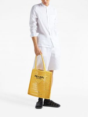 Geflochtene shopper handtasche Prada gelb