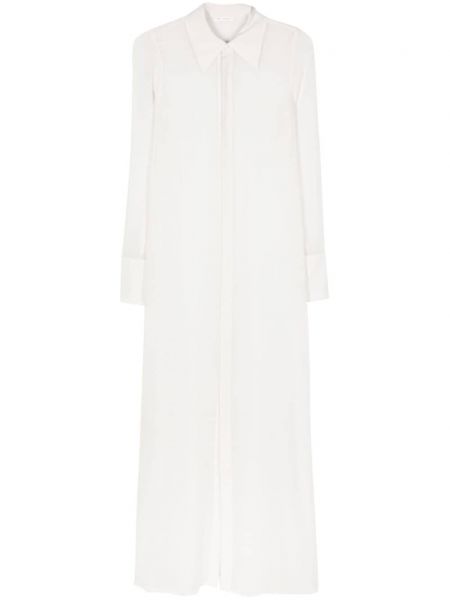Šifonové hedvábné dlouhé šaty Ami Paris bílé
