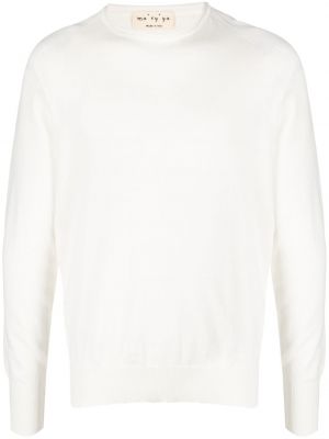 Плетен пуловер с кръгло деколте Ma'ry'ya бяло