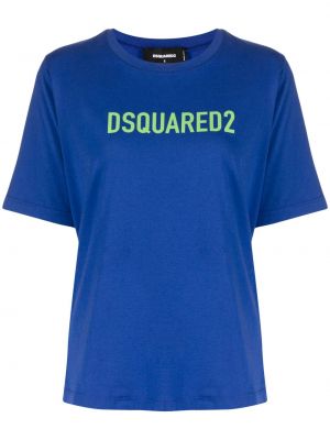 Памучна тениска с принт Dsquared2 синьо