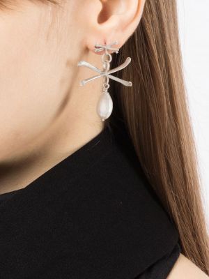 Boucles d'oreilles avec perles à boucle Claire English argenté