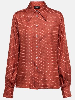 Шелковая рубашка в горошек Etro красная