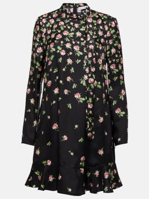 Mini vestido de seda de flores Redvalentino negro