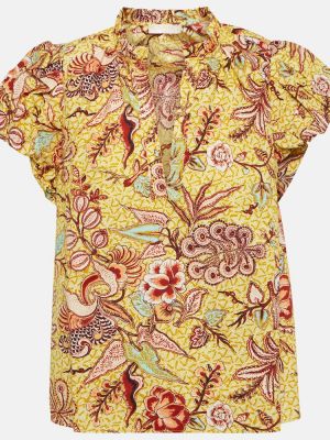 Pamučna bluza s cvjetnim printom Ulla Johnson žuta