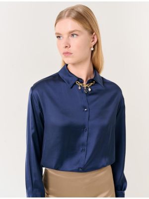 Satīna krekls ar garām piedurknēm Jimmy Key zils