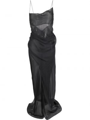 Прозрачна копринена вечерна рокля Christopher Esber сиво