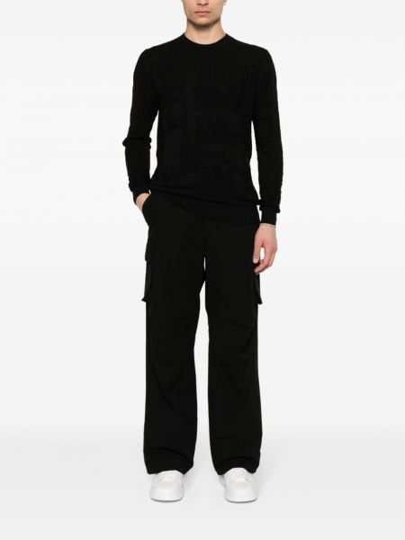 Žakardinis medvilninis megztinis Karl Lagerfeld juoda