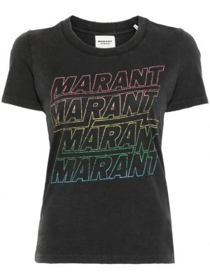 Raštuotas medvilninis marškinėliai Marant Etoile juoda
