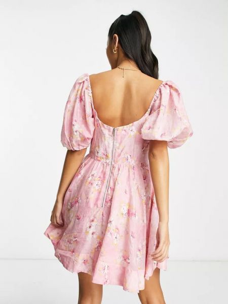 Платье мини в цветочек с принтом Bardot розовое