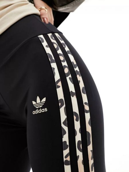 Леопардовые леггинсы с принтом Adidas Originals черные