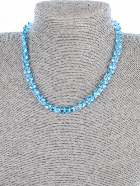 Ожерелье бусики-колечки голубое