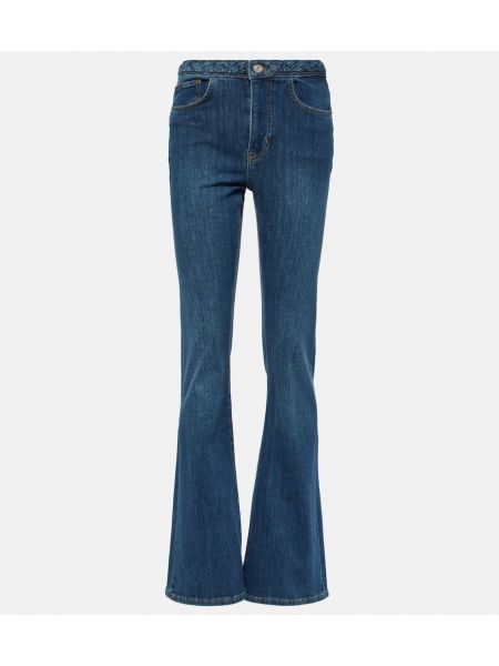 Geflochtene high waist bootcut jeans ausgestellt Frame blau