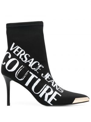 Обувки до глезена с принт Versace Jeans Couture черно