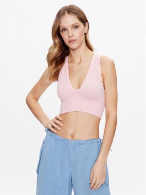 Marškinėliai slim fit Bdg Urban Outfitters rožinė