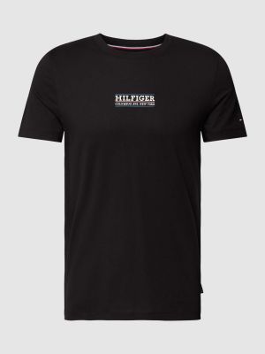 Koszulka bawełniana z nadrukiem Tommy Hilfiger czarna