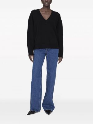 Kašmírový svetr s výstřihem do v Anine Bing černý