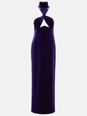 Zamatové dlouhé šaty Galvan fialová