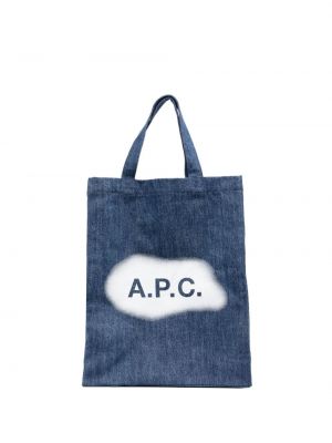 Nákupná taška s potlačou A.p.c. modrá