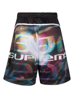 Shorts de sport à imprimé Supreme noir