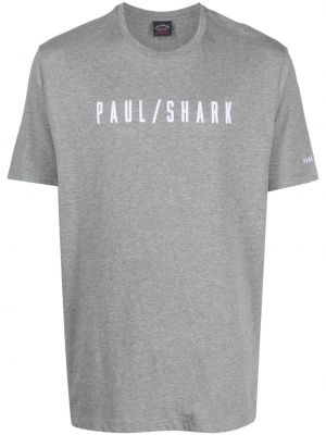 Koszulka bawełniana z nadrukiem Paul & Shark szara