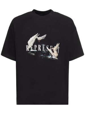 T-shirt en coton à imprimé Represent noir