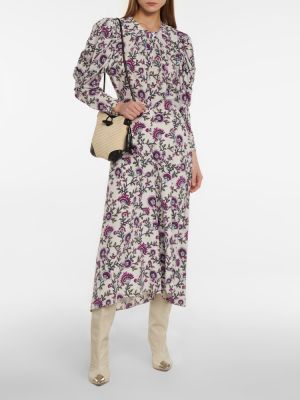 Květinové hedvábné midi šaty Isabel Marant fialové