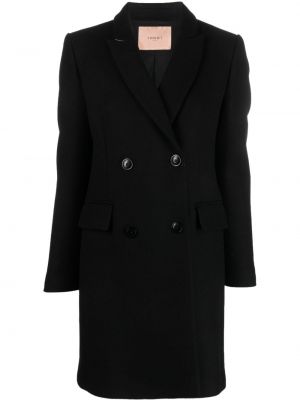 Vlnený kabát Twinset čierna