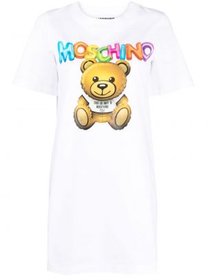 Рокля с принт Moschino бяло