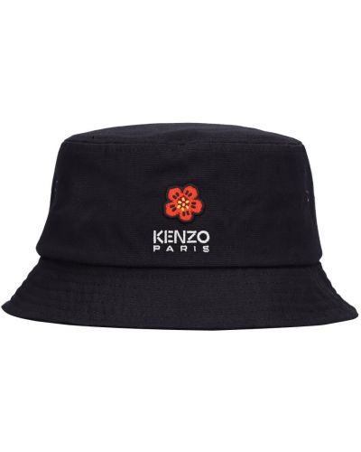 Bavlněný klobouk s výšivkou Kenzo Paris černý