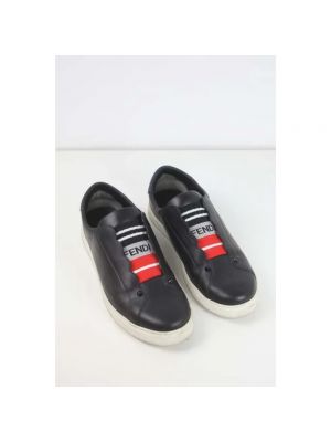 Sneakersy skórzane Fendi Vintage czarne