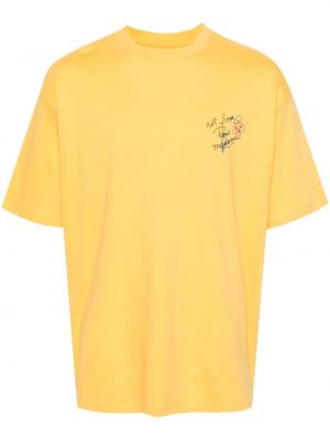 T-shirt avec imprimé slogan en coton à imprimé Drôle De Monsieur jaune