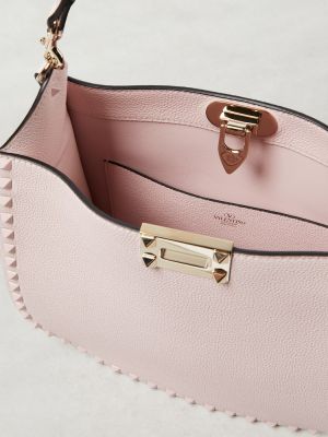 Δερμάτινη τσάντα ώμου με καρφιά Valentino Garavani ροζ