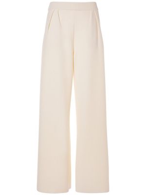 Vlněné kalhoty s vysokým pasem relaxed fit Max Mara bílé