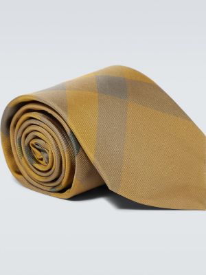 Карирана копринена вратовръзка Burberry жълто