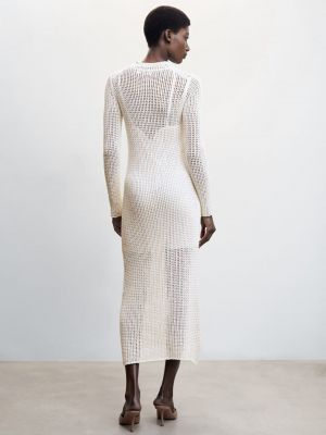 Pletené pletené šaty Mango biela
