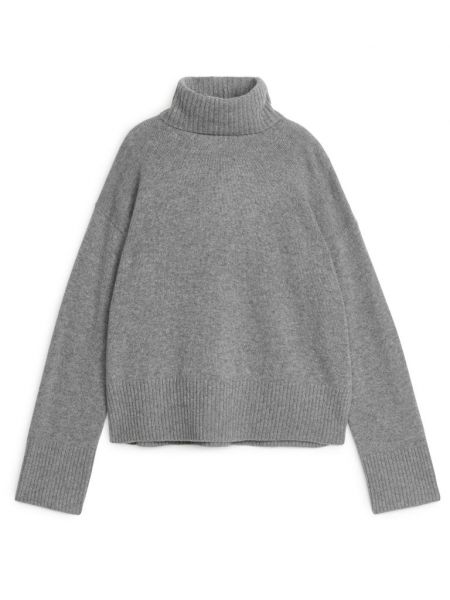 Кашемировый свитер с высоким воротником Arket серый