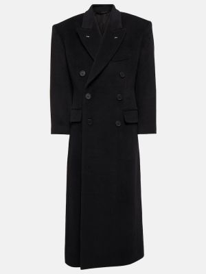 Vlněný kabát z alpaky Balenciaga černý