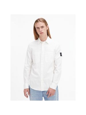 Camiseta de lino Calvin Klein Jeans blanco