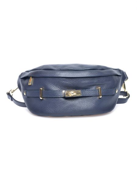 Кожаная поясная сумка Luisa Vannini синяя