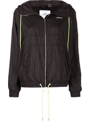 Trykt hette zip lang jakke Dkny svart