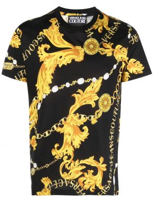 Bavlněné tričko s potiskem Versace Jeans Couture černé