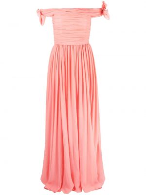 Pliszírozott selyem hosszú ruha Giambattista Valli rózsaszín