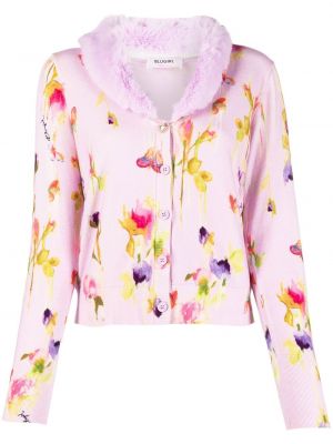 Blomstret pels strikkegenser med print Blugirl rosa