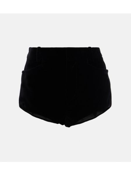 Черные хлопковые бархатные шорты Tom Ford