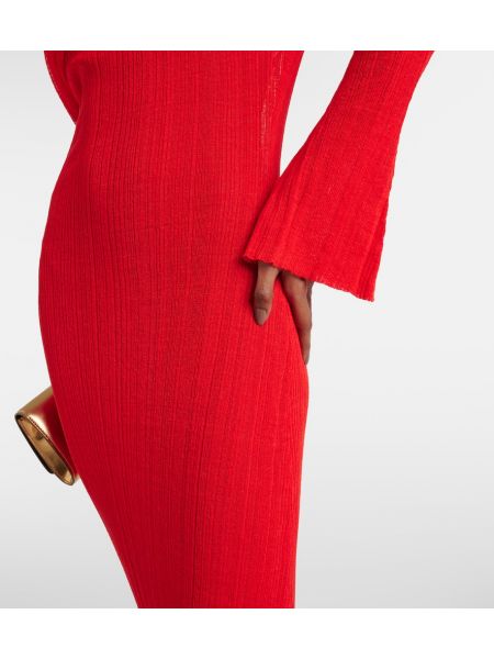 Ľanové dlouhé šaty Aya Muse červená