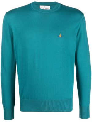 Bavlnený sveter s výšivkou Vivienne Westwood modrá