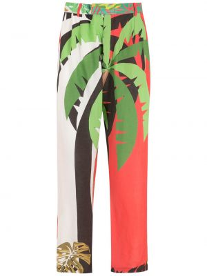 Ravne hlače s potiskom s tropskim vzorcem Amir Slama