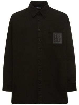 Oversized kožená džínová košile Raf Simons černá