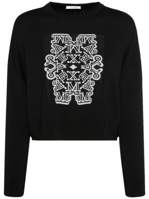 Sweter wełniany żakardowy Max Mara czarny